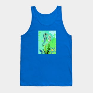 Bright Green/Aqua Seahorses Tank Top